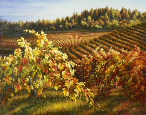 Autumn Vineyard, Acrylic painting on canvas